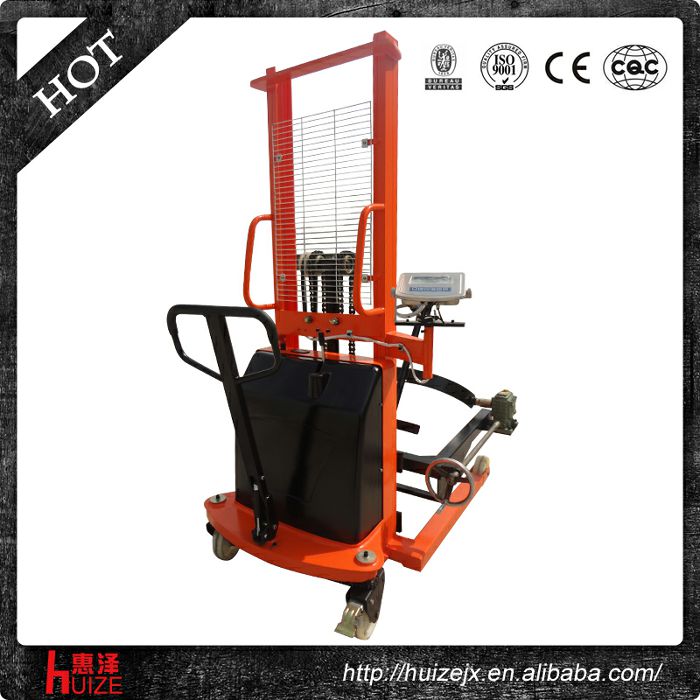半電動稱重油桶車（夾鐵桶，手搖翻轉(zhuǎn)倒料）
